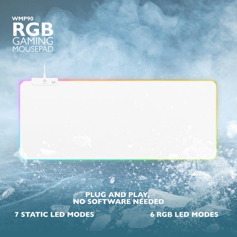 DELTACO RGB Gaming Mousepad GAM-079-W XL Wide, White