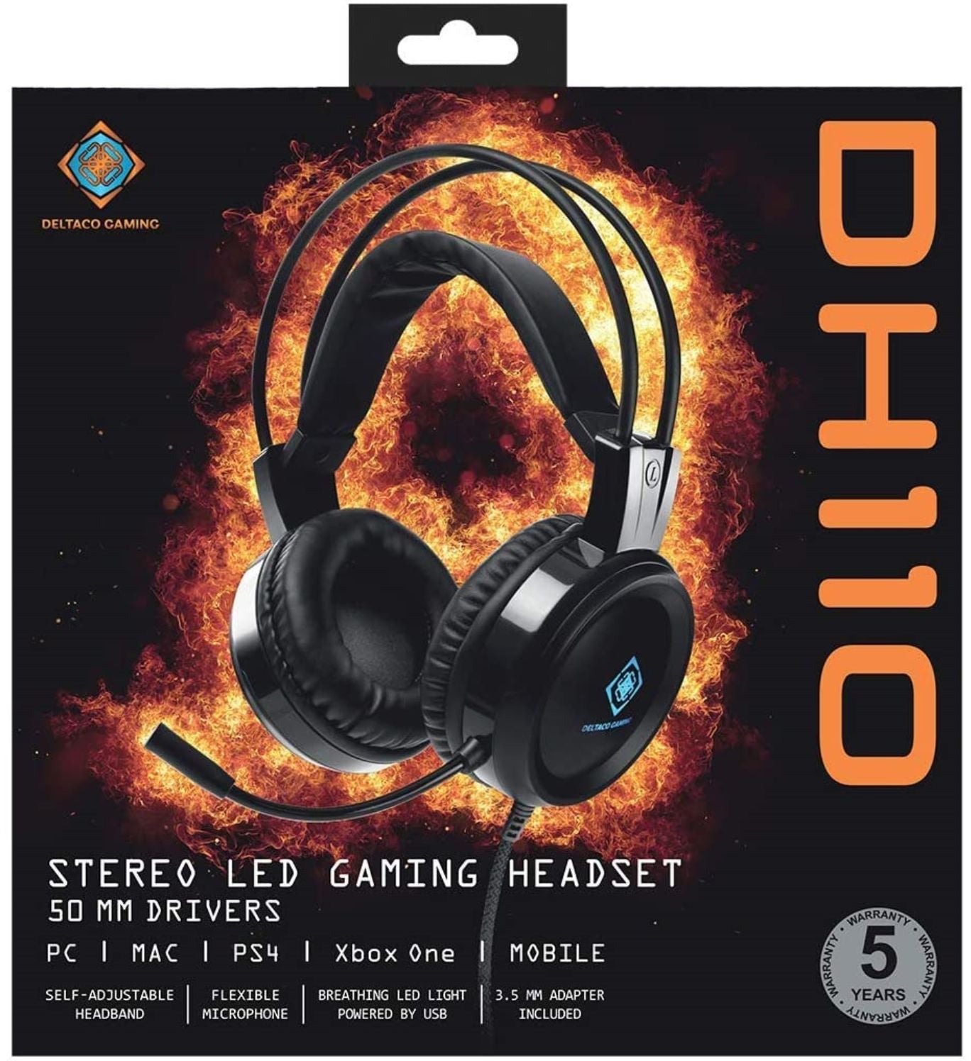 DELTACO Stereo Gaming Headset DH110 GAM-105 with LED