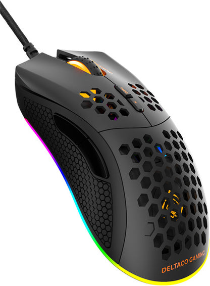 DELTACO Lightweight Gaming Mouse,RGB GAM-108 black, DM210