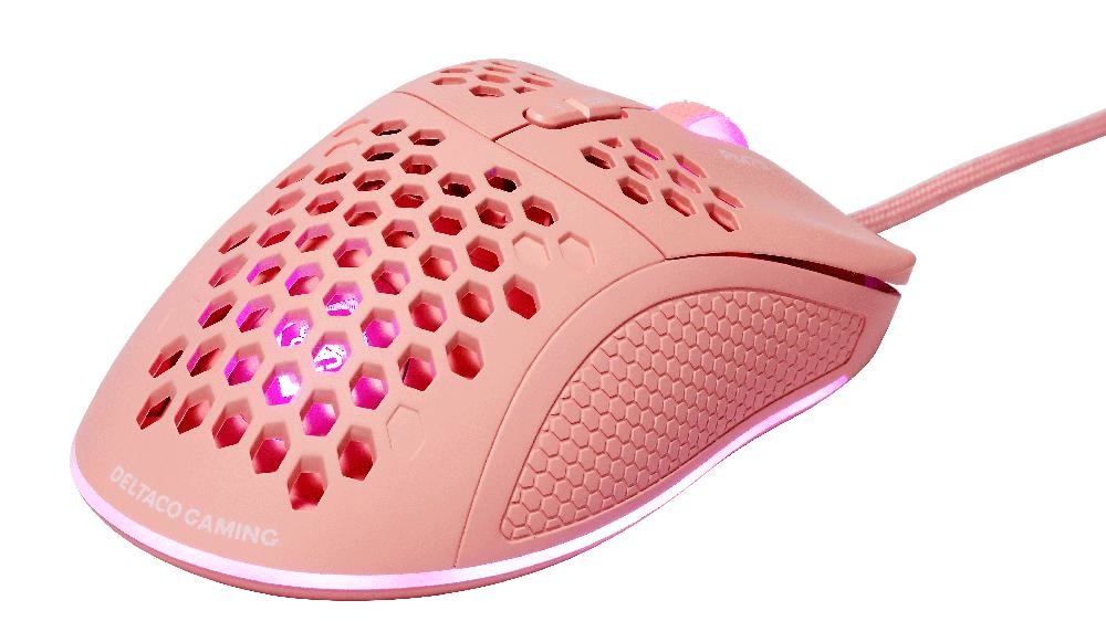 DELTACO Lightweight Gaming Mouse,RGB GAM-108-P Pink, DM75