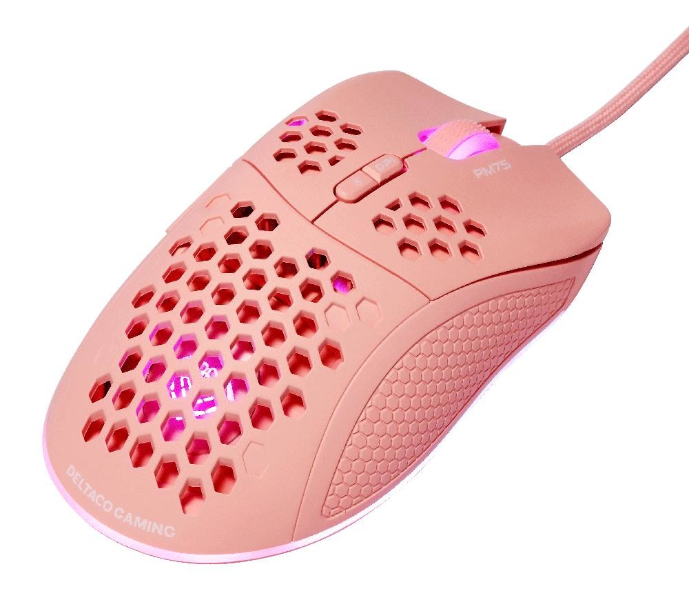 DELTACO Lightweight Gaming Mouse,RGB GAM-108-P Pink, DM75