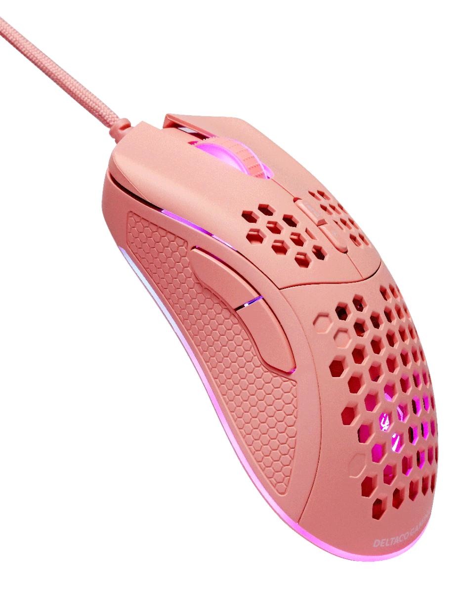 DELTACO Lightweight Gaming Mouse,RGB GAM-108-P Pink, DM75