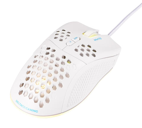 DELTACO Lightweight Gaming Mouse,RGB GAM-108-W White, WM75