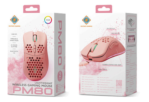 DELTACO Lightweight Gaming Mouse,RGB GAM-120-P Wireless, Pink, PM80