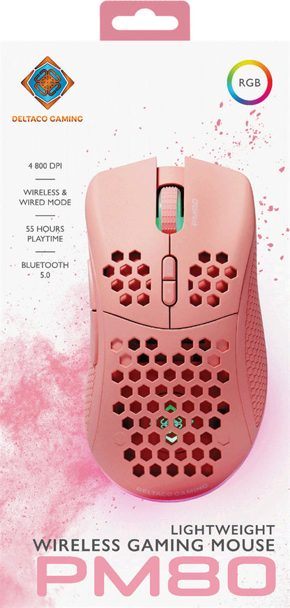 DELTACO Lightweight Gaming Mouse,RGB GAM-120-P Wireless, Pink, PM80