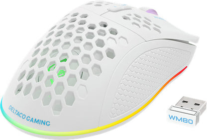 DELTACO Lightweight Gaming Mouse,RGB GAM-120-W Wireless, White, WM80