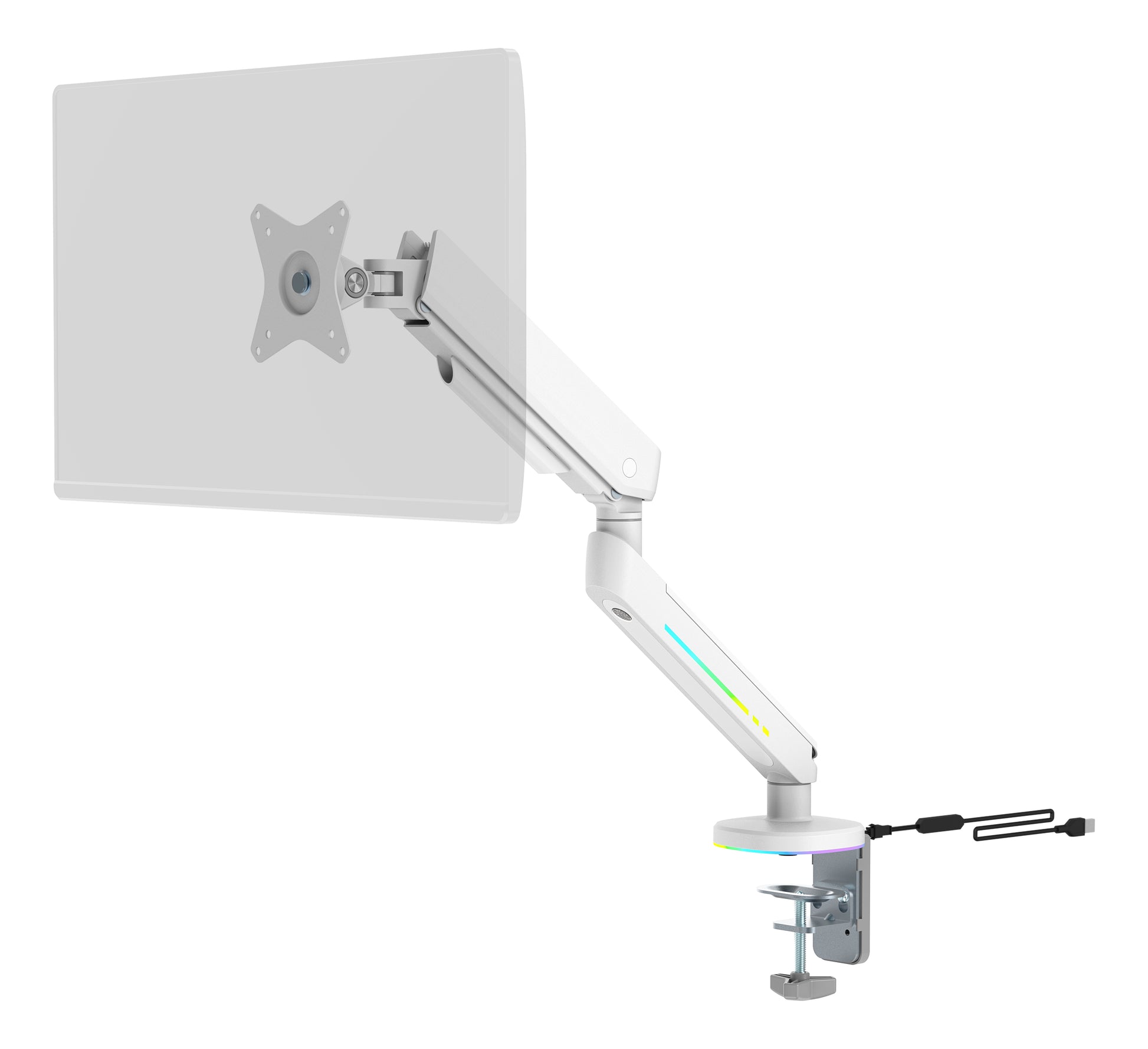 DELTACO RGB Single Monitor Arm GAM-134-W remote Ctrl. White