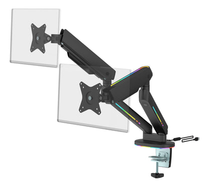 DELTACO RGB Dual Monitor Arm GAM-135 remote Ctrl. Black