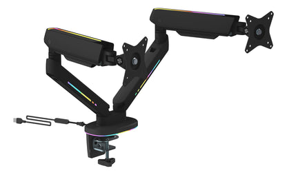 DELTACO RGB Dual Monitor Arm GAM-135 remote Ctrl. Black