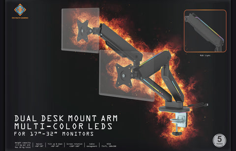 DELTACO RGB Dual Monitor Arm GAM-135 remote Ctrl. Black