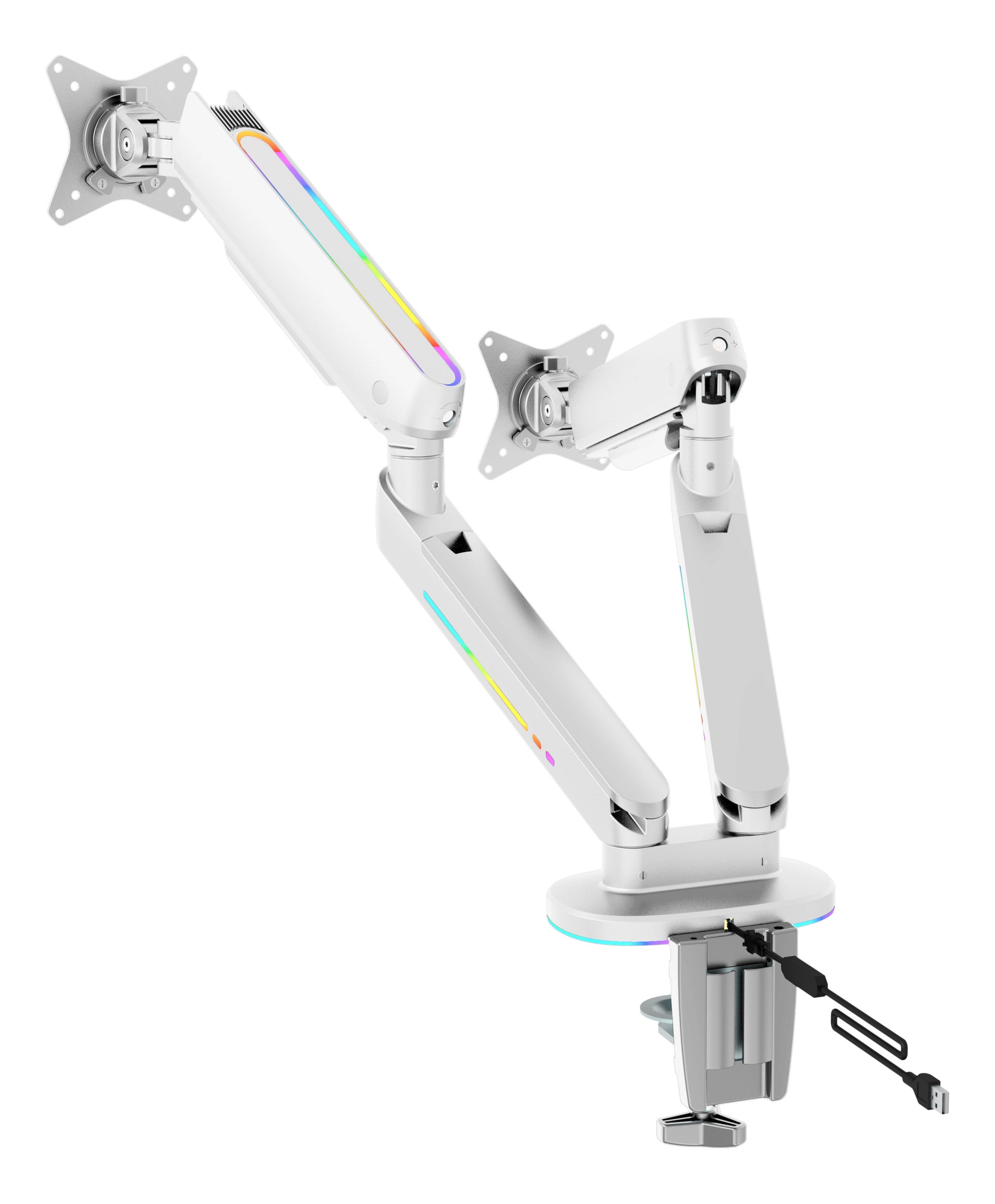 DELTACO RGB Dual Monitor Arm GAM-135-W remote Ctrl. White