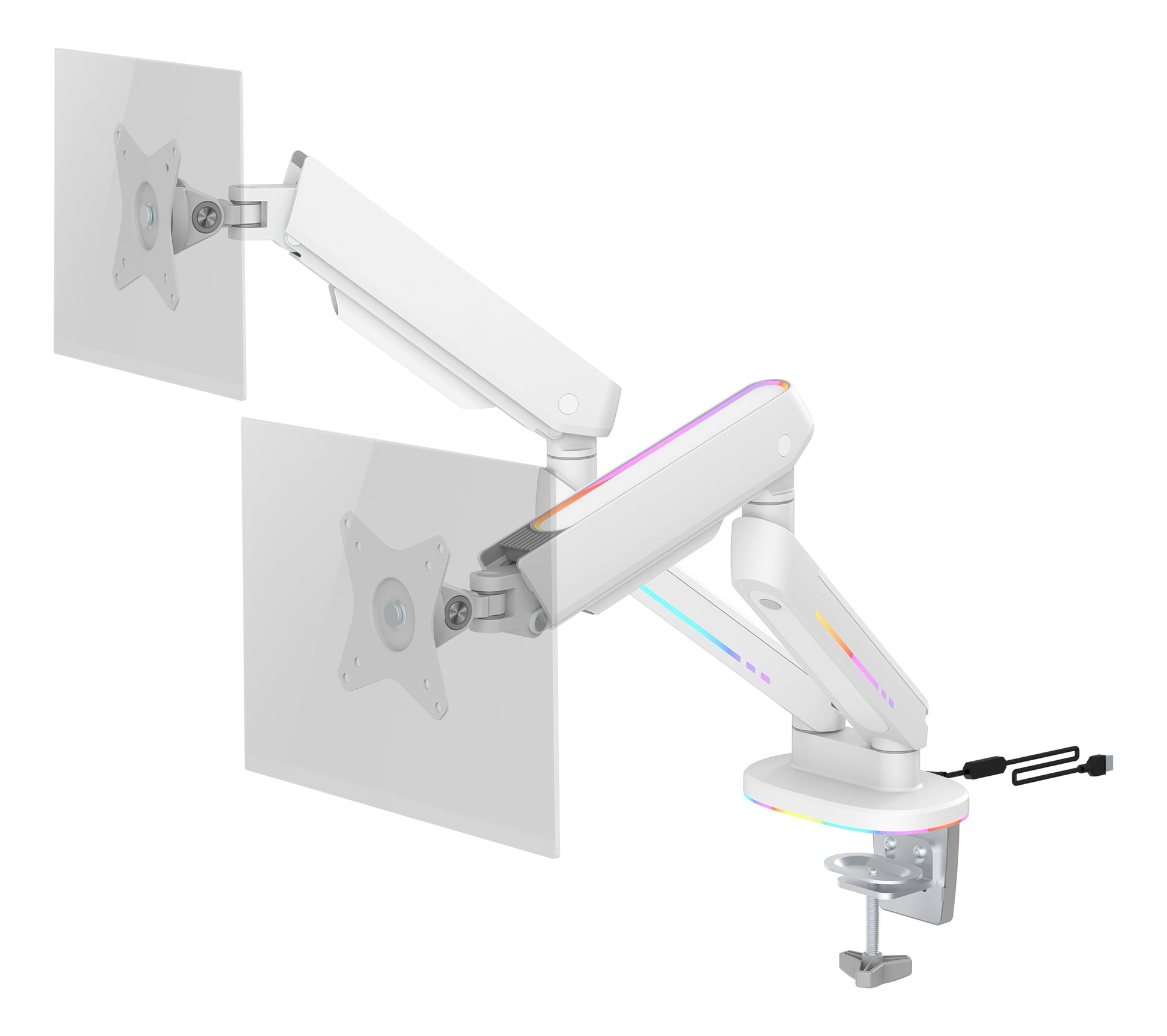 DELTACO RGB Dual Monitor Arm GAM-135-W remote Ctrl. White