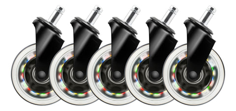 DELTACO RGB Casters,Wheels,5-pack GAM-141 for Gaming Chairs