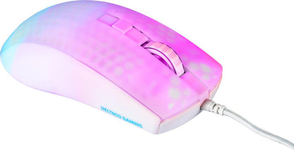 DELTACO Ultralight Gaming Mouse, RGB GAM-144-W Semi-Transparent, WM87,White