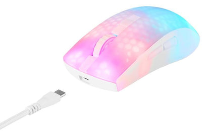 DELTACO Lightweight Mouse Wirel.RGB GAM-145-W Semi-Transparent, WM89,White