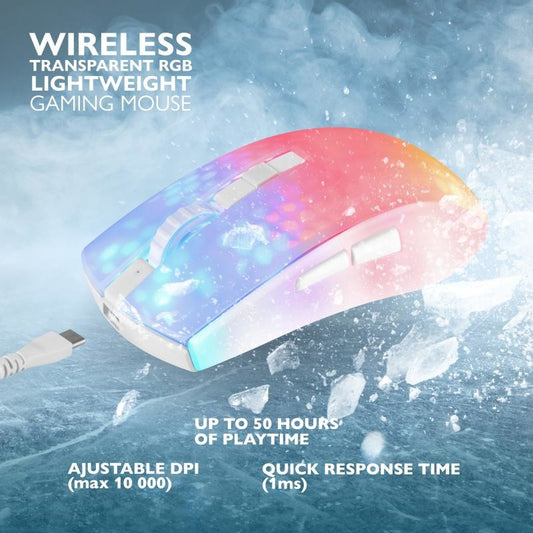 DELTACO Lightweight Mouse Wirel.RGB GAM-145-W Semi-Transparent, WM89,White