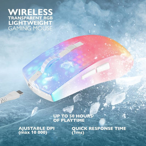 DELTACO Lightweight Mouse Wirel.RGB GAM-145-W Semi-Transparent, WM89,White