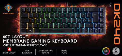 DELTACO TKL Gaming Keyboard membrane GAM-158-CH RGB CH-Layout