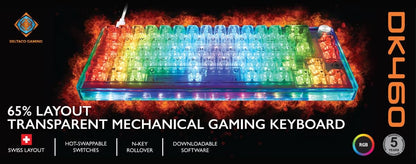 DELTACO TKL Gaming Keyboard mech GAM-160-T-CH transparent RGB CH-Layout