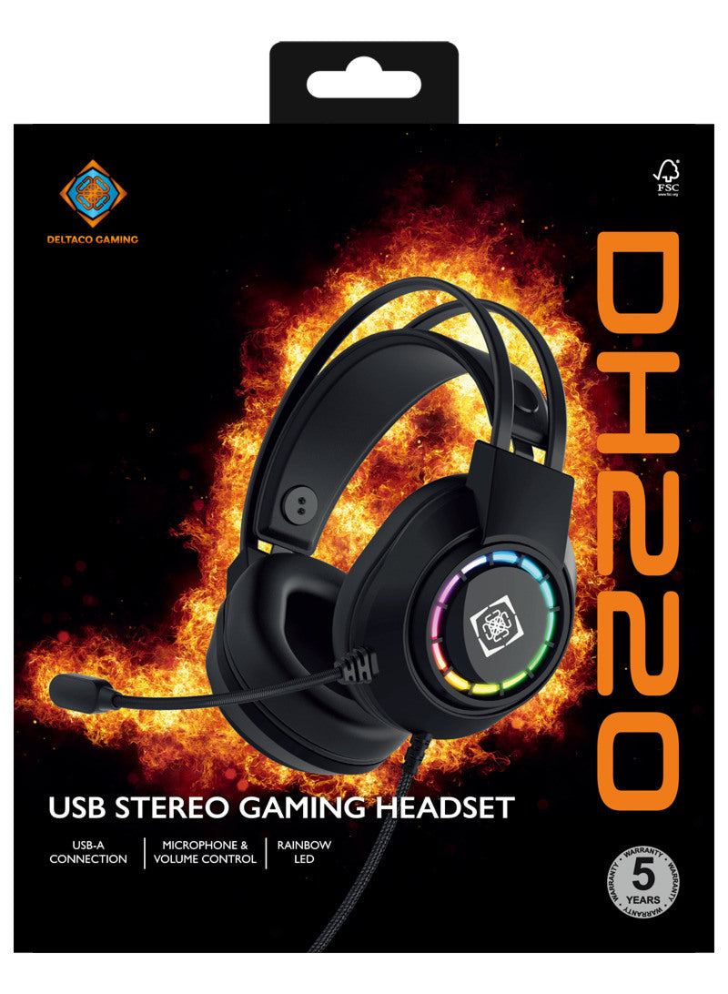 DELTACO Gaming Headset USB,Wired GAM-168