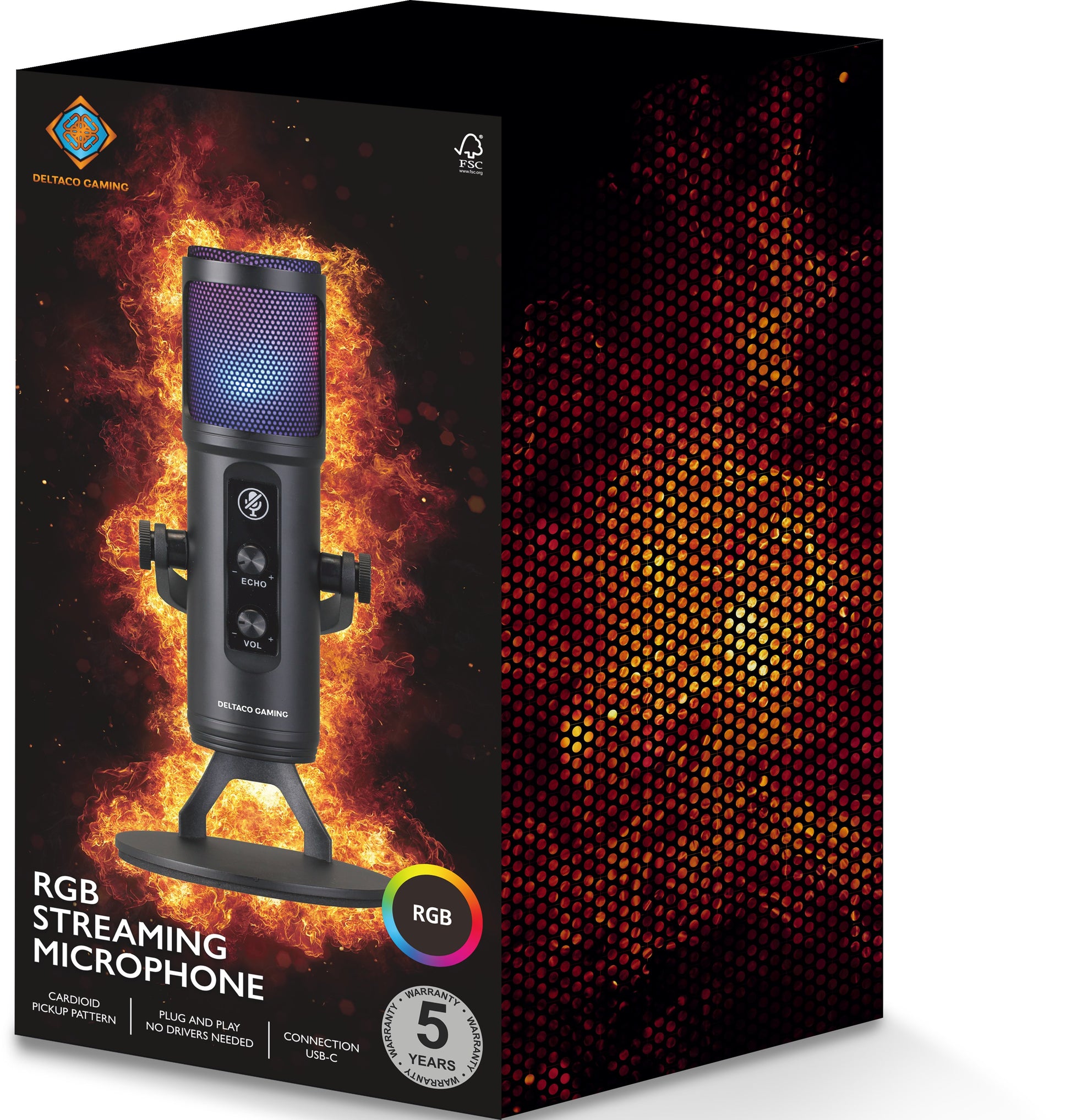 DELTACO RGB Microphone GAM-171 Black