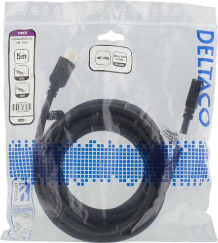 DELTACO HDMI cable Highspeed Premium HDMI-1015D w/Ethernet, 4K UHD,1.5m, Bl.