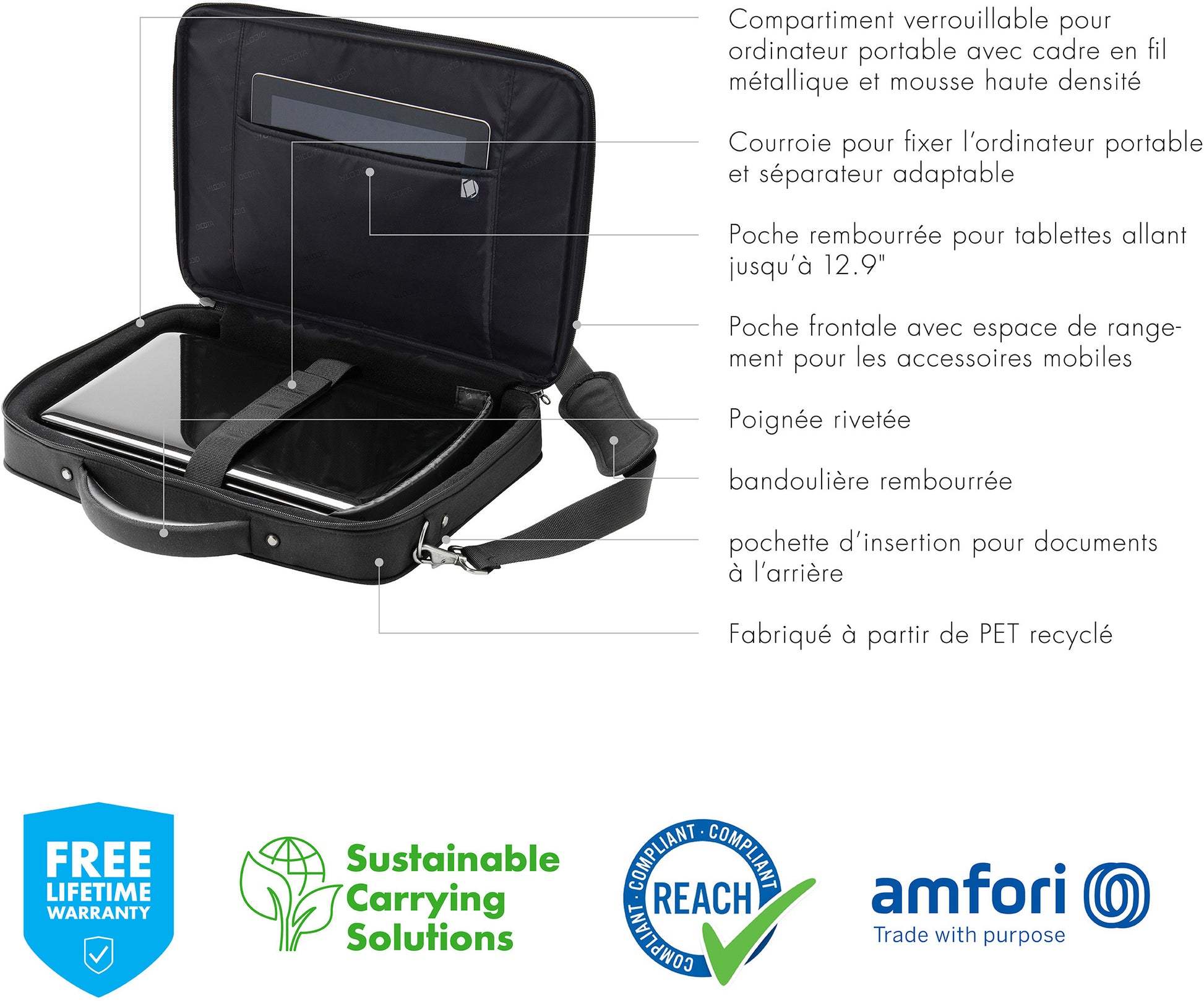 DICOTA Laptop Bag Eco Multi COMPACT D30143-RPET 14-15.6 inch Black