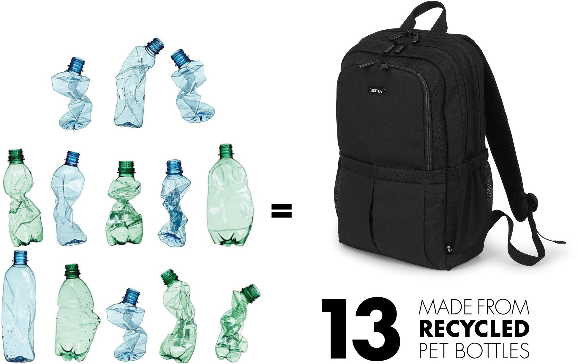 DICOTA Eco Backpack SCALE D31696-RPET 15-17.3 inch Black