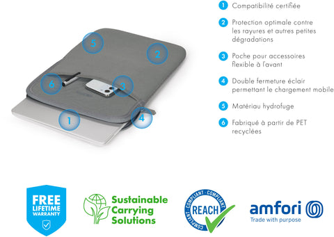 DICOTA Sleeve Eco SLIM M D31997-DFS Microsoft Surface Laptop Grey