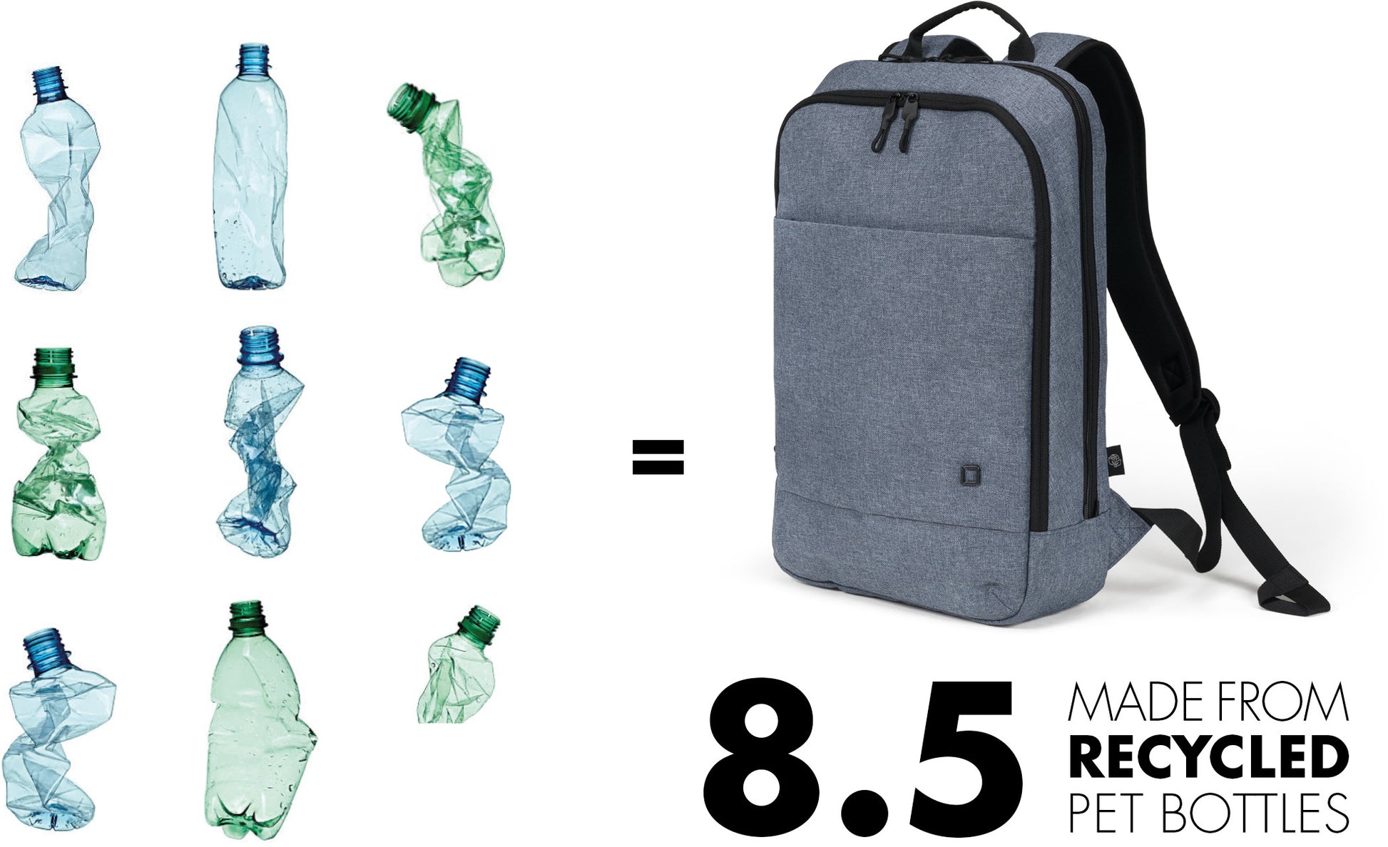 DICOTA Eco Backpack Slim MOTION D32016-RPET 13-14.1 inch Blue Denim