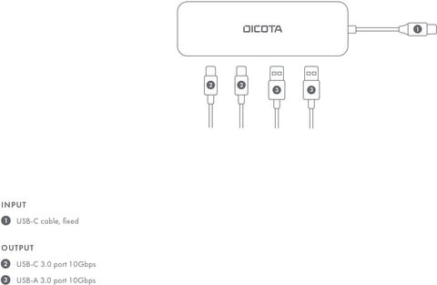 DICOTA USB-C 4-in-1 Highspeed Hub D32061 10 Gbps