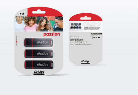 DISK2GO USB-Stick passion 2.0 8GB 30006495 USB 2.0 3 Pack