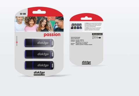 DISK2GO USB-Stick passion 32GB 30006500 USB 2.0 triple pack