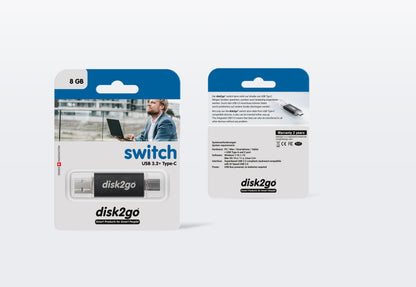 DISK2GO USB-Stick switch 8GB 30006590 Type-C USB 3.1 Type-A USB 3.0