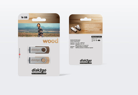 DISK2GO USB-Stick wood 16GB 30006667 USB 2.0 double pack