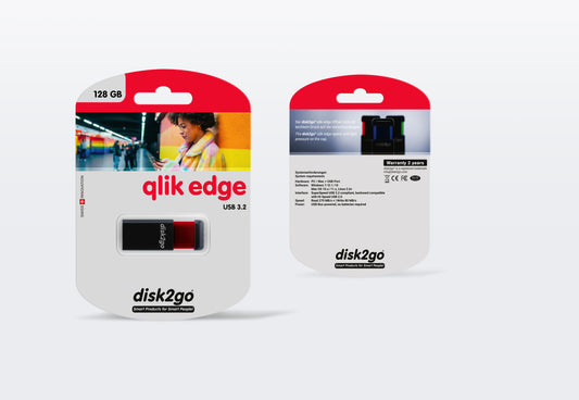 DISK2GO USB-Stick qlik edge 128GB 30006726 USB 3.1 red