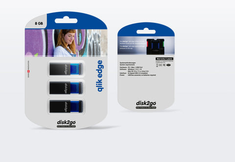 DISK2GO USB-Stick qlik edge 8GB 30006728 USB 2.0 triple pack