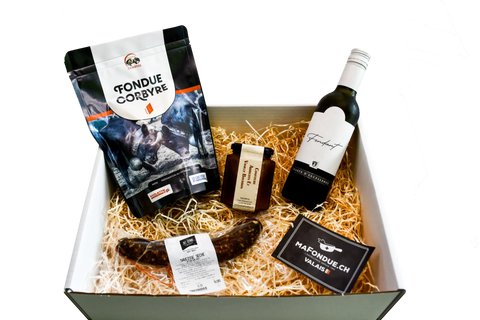 🧀 Gönnen Sie sich Schweizer Köstlichkeiten! 🇨🇭 Entdecken Sie die Geschenkbox von MaFondue – La Valaisanne 🎁🔥