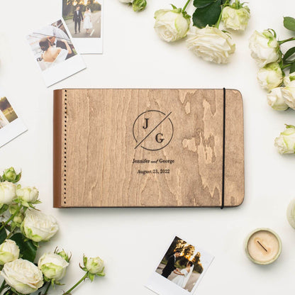 wooden album with leather