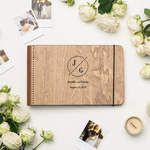 wooden album with leather