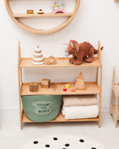 wooden shelf for kids 