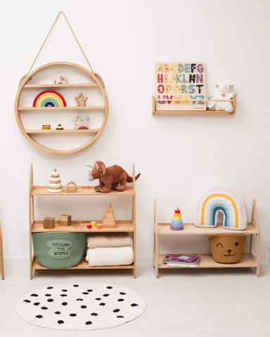 wood children bookshelf