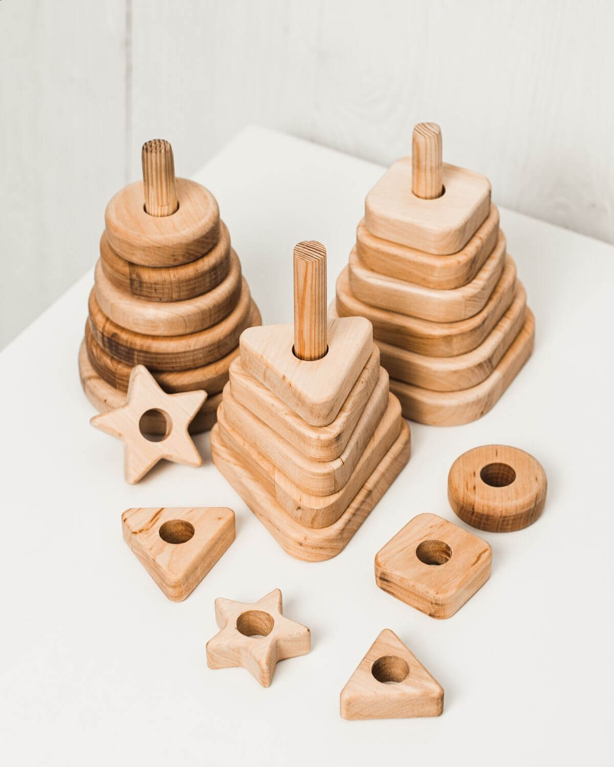 wooden triangle stacking 