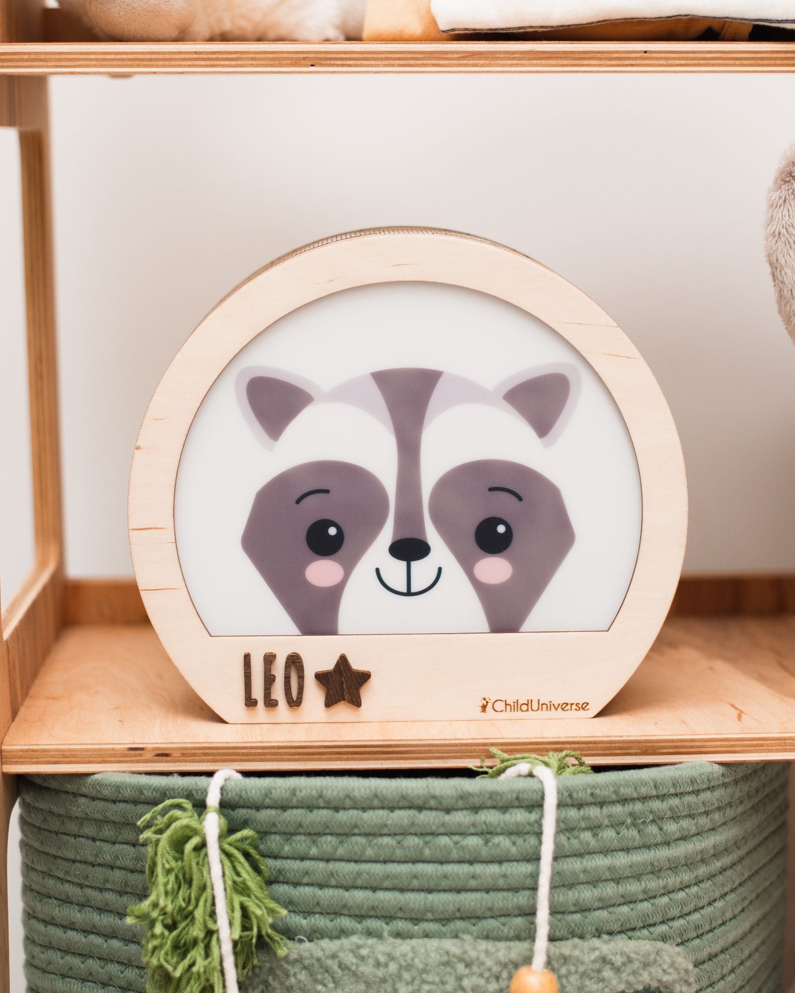 raccoon wooden light