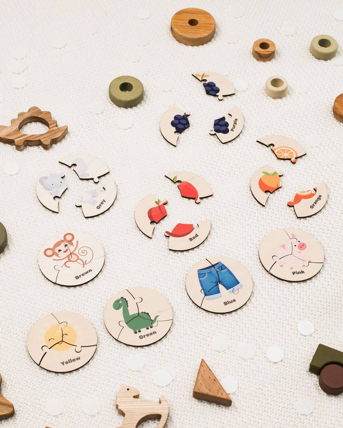 color wooden  jigsaws 