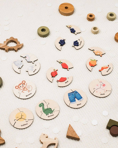 color wooden  jigsaws 