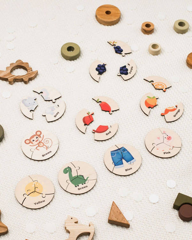 color wooden  jigsaws 