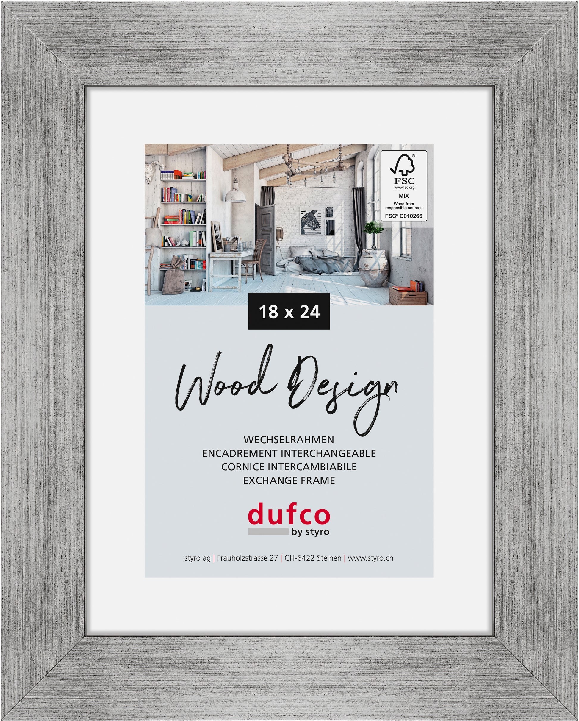 DUFCO Holz-Bilderrahmen 18x24cm 1610.80068 Larisis silber