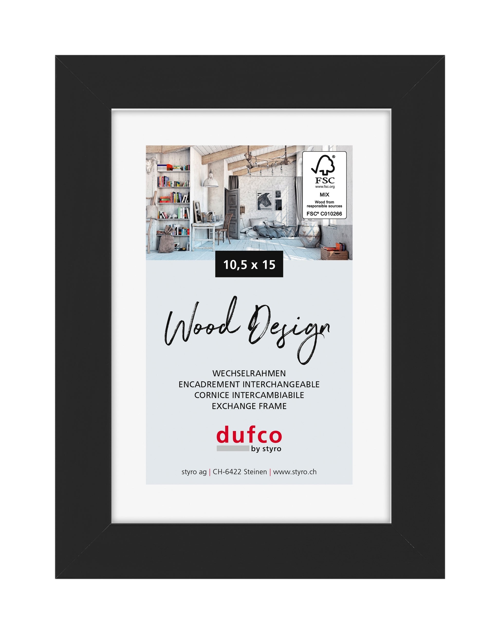 DUFCO Holz-Bilderrahmen 10.5x15cm 1610.80102 Toronto schwarz