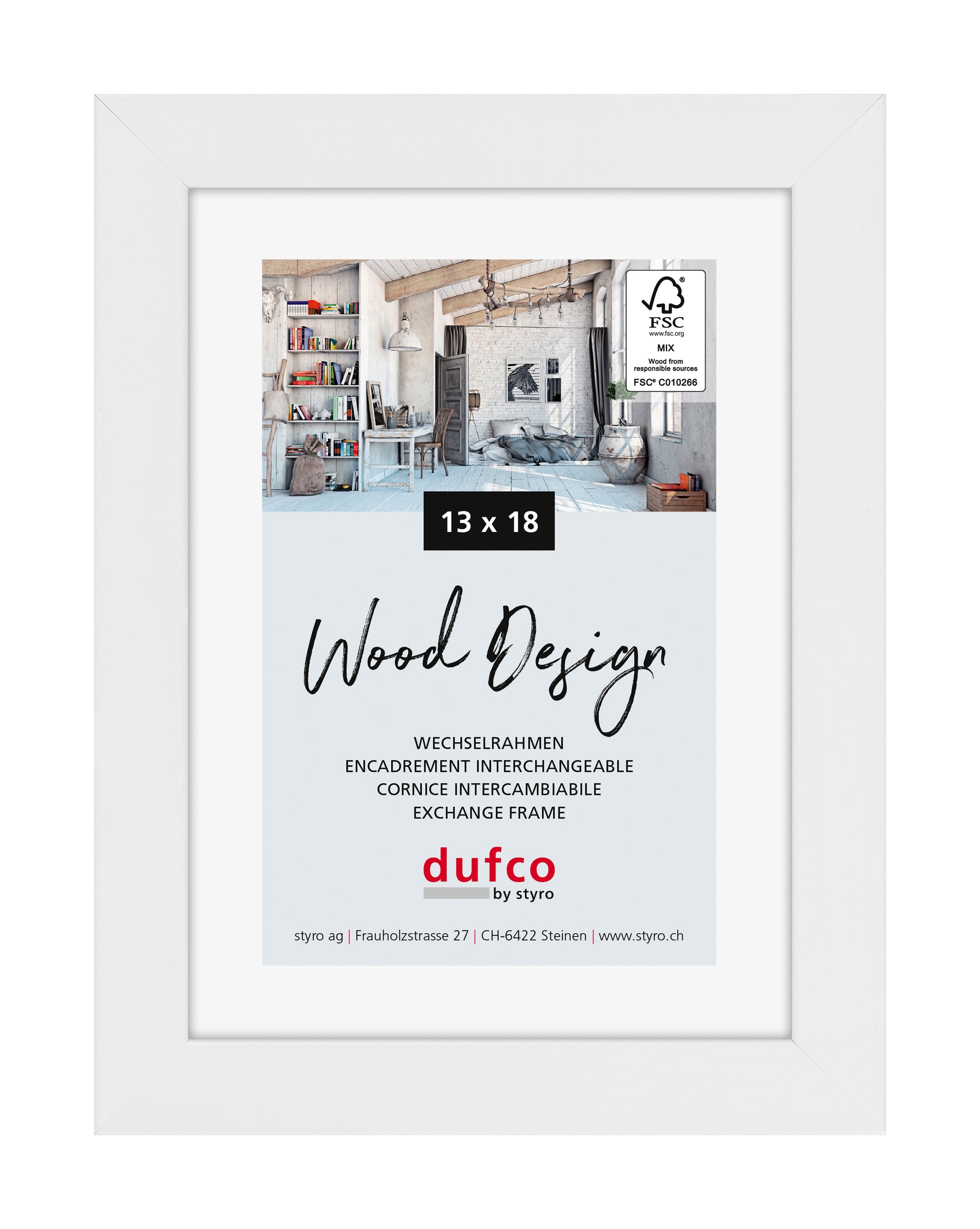 DUFCO Holz-Bilderrahmen 13x18cm 1610.80587 Toronto weiss